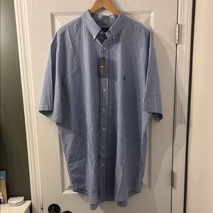 RALPH LAUREN Striped Short Sleeve Seersucker Summer Shirt Tall Size NWT